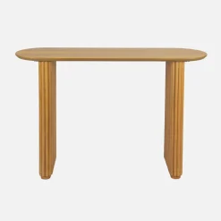 Consolle ovale in legno di hevea impiallacciato rovere