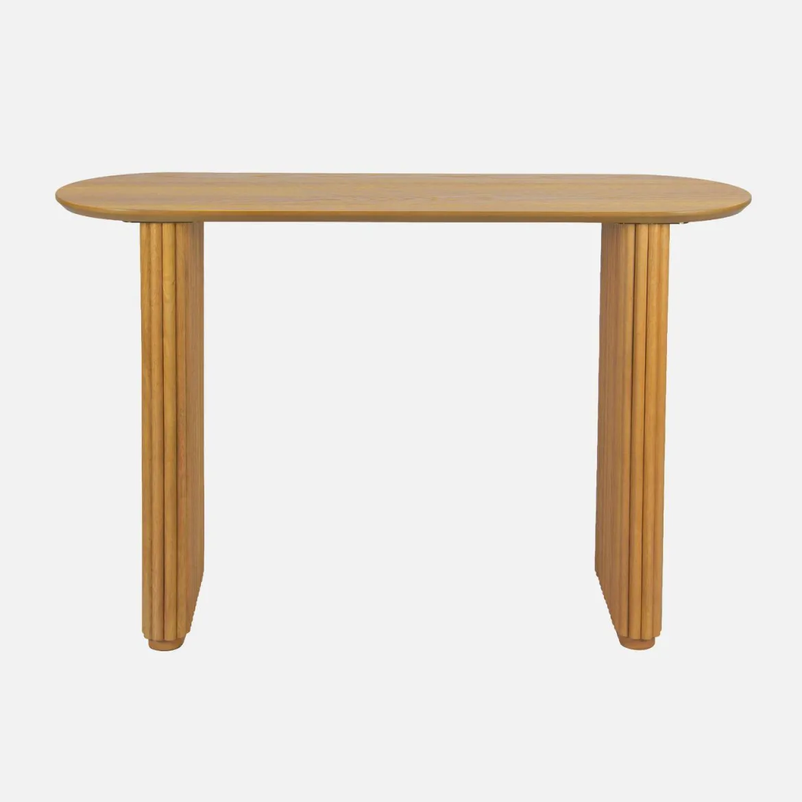 Consolle ovale in legno di hevea impiallacciato rovere