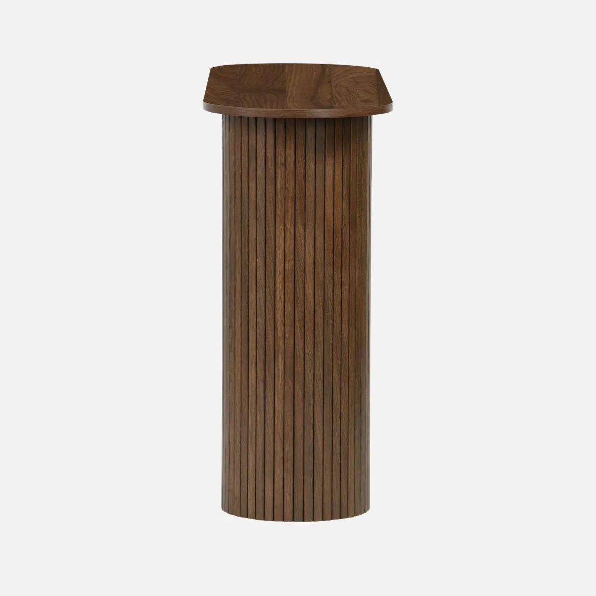 Consolle ovale scandinava con effetto legno scanalato, 120cm