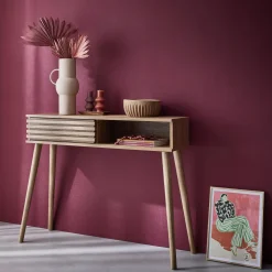 Consolle con 2 cassetti effetto legno naturale, 100cm