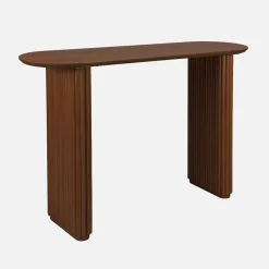 Consolle ovale in legno di hevea impiallacciato rovere
