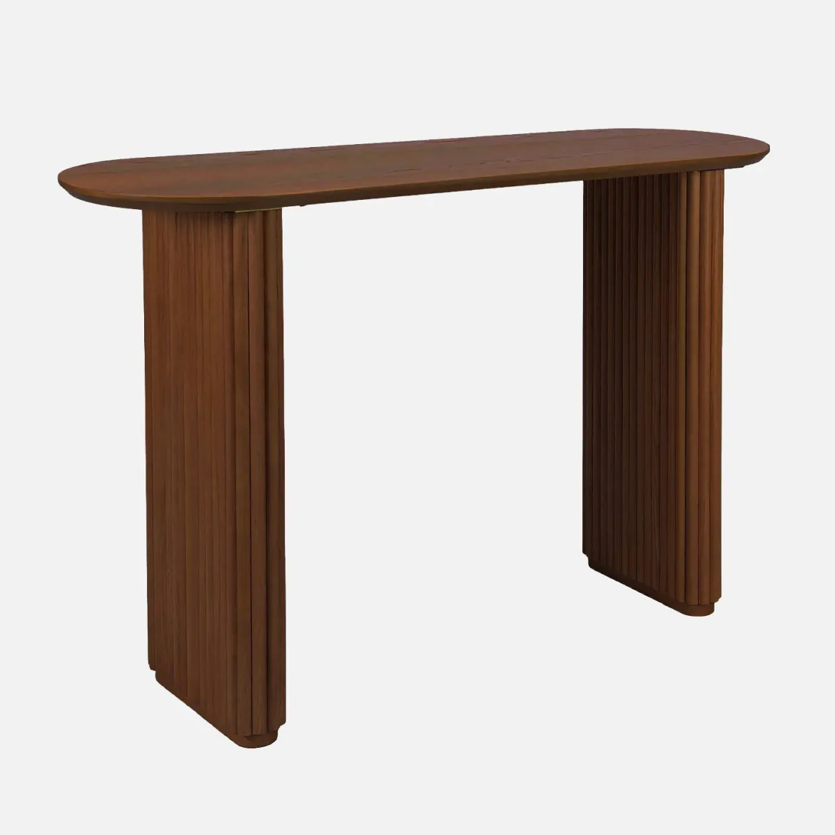 Consolle ovale in legno di hevea impiallacciato rovere