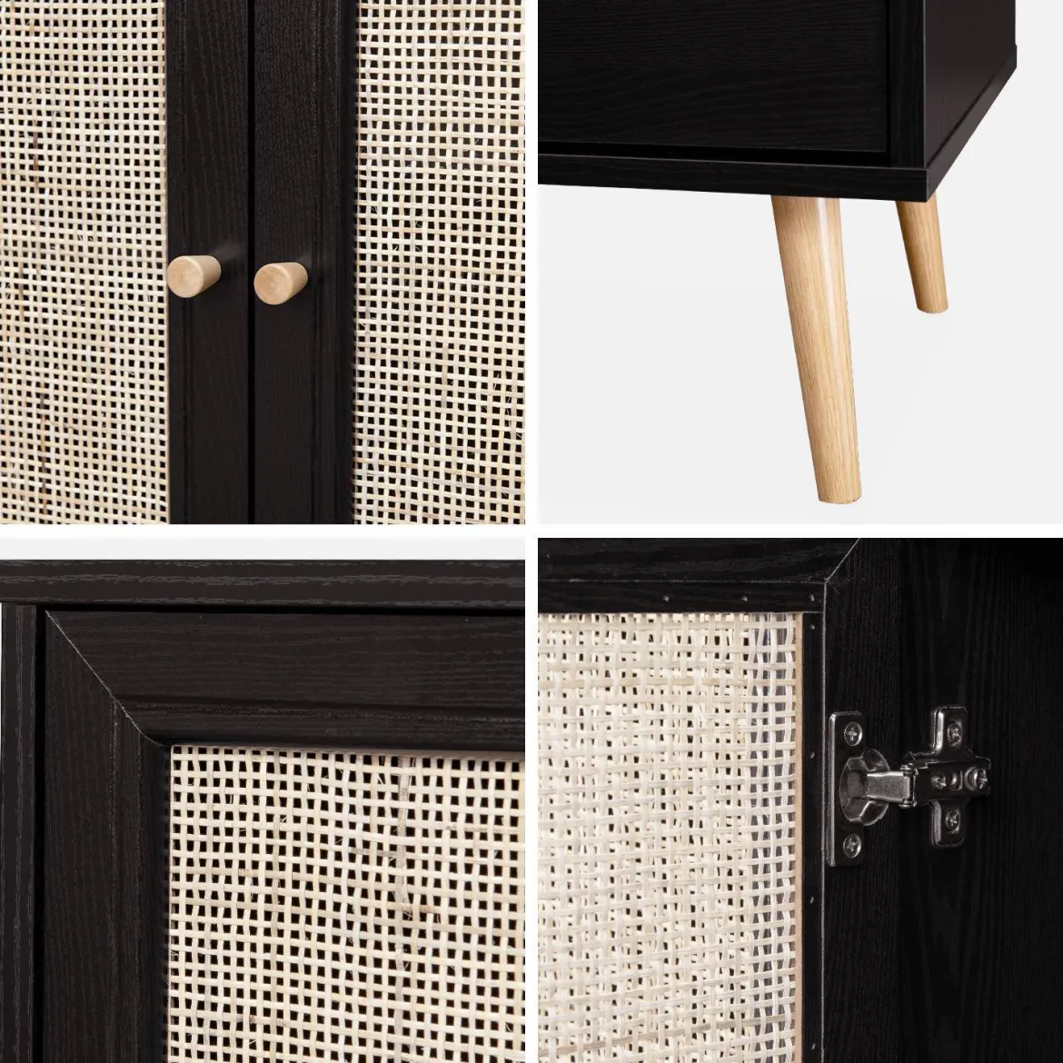 Credenza 3 ante in cannage, 120 cm