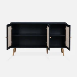 Credenza 3 ante in cannage, 120 cm