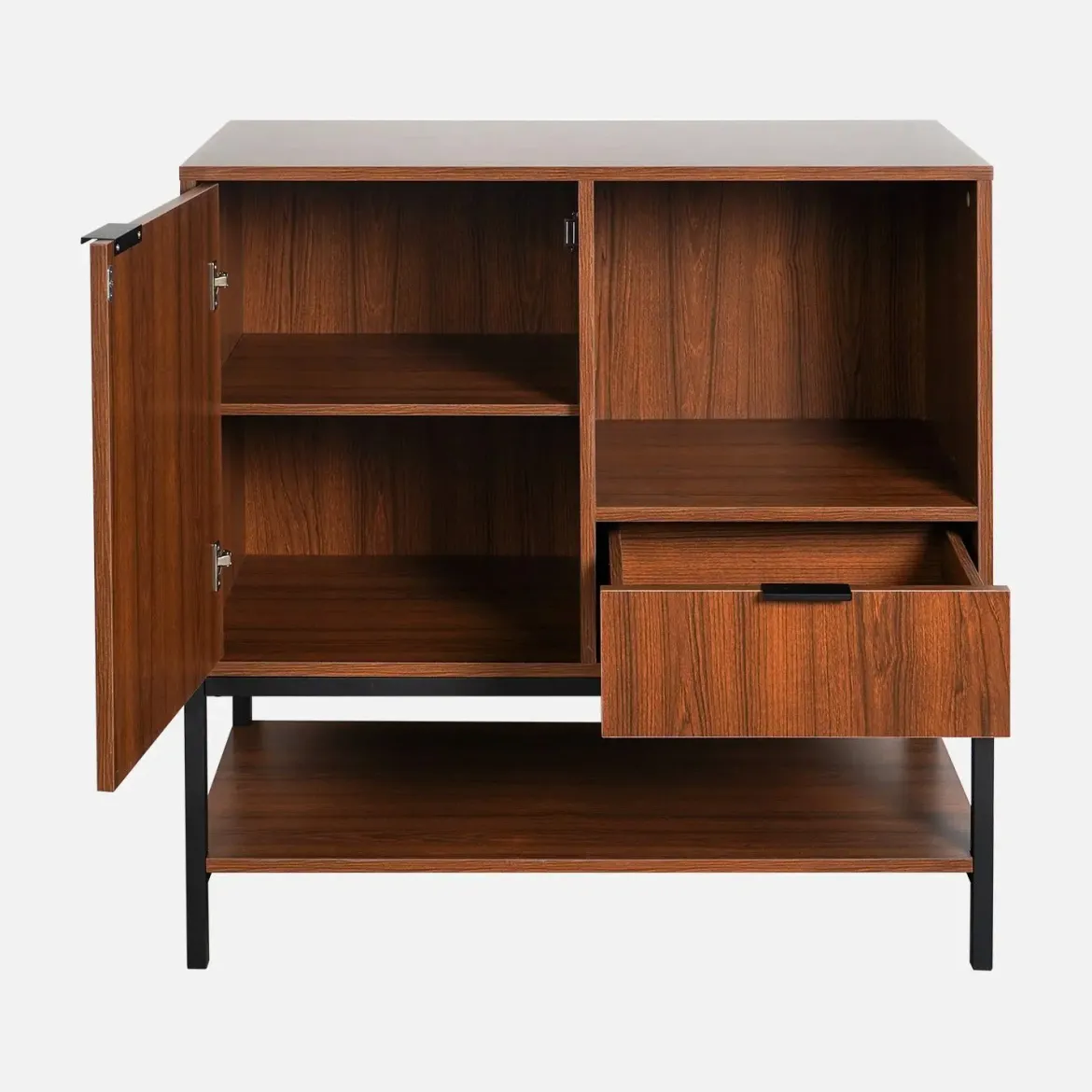 Credenza a 1 anta in legno di noce, 80cm