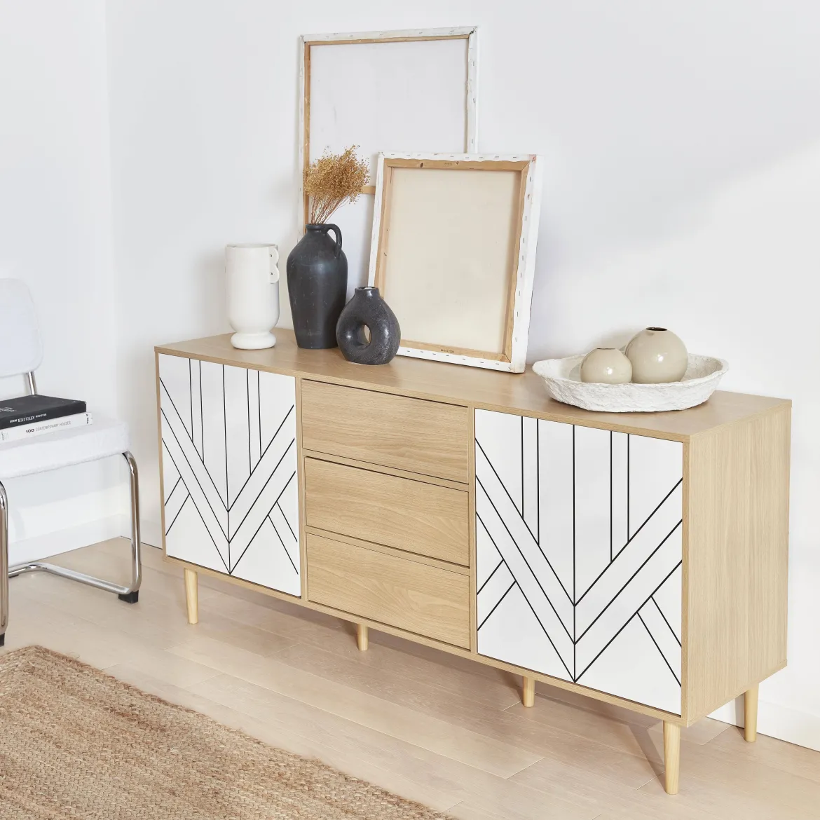 Credenza a 2 ante effetto legno, 160cm