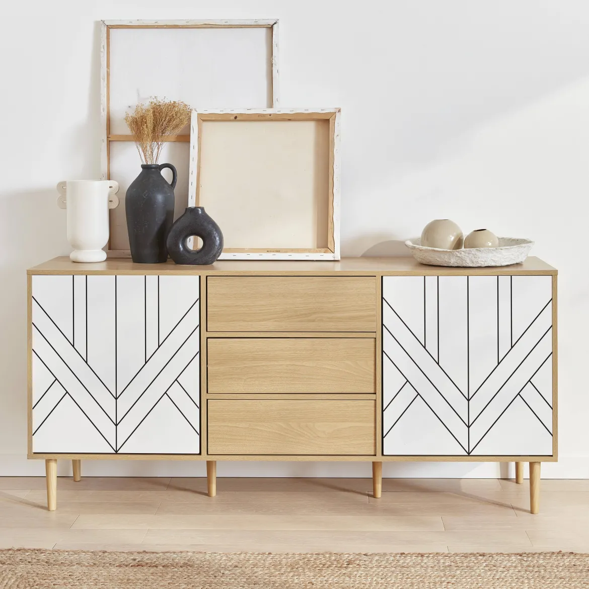 Credenza a 2 ante effetto legno, 160cm