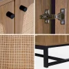 Credenza a 2 ante in canna e legno, 100cm