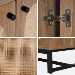 Credenza a 2 ante in canna e legno, 100cm