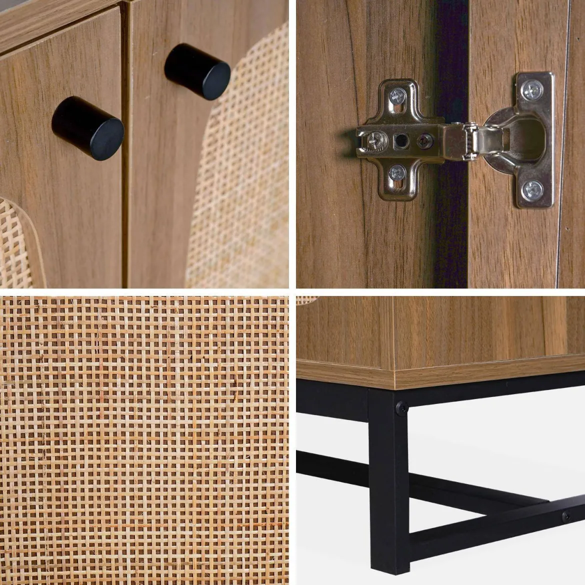 Credenza a 2 ante in canna e legno, 100cm