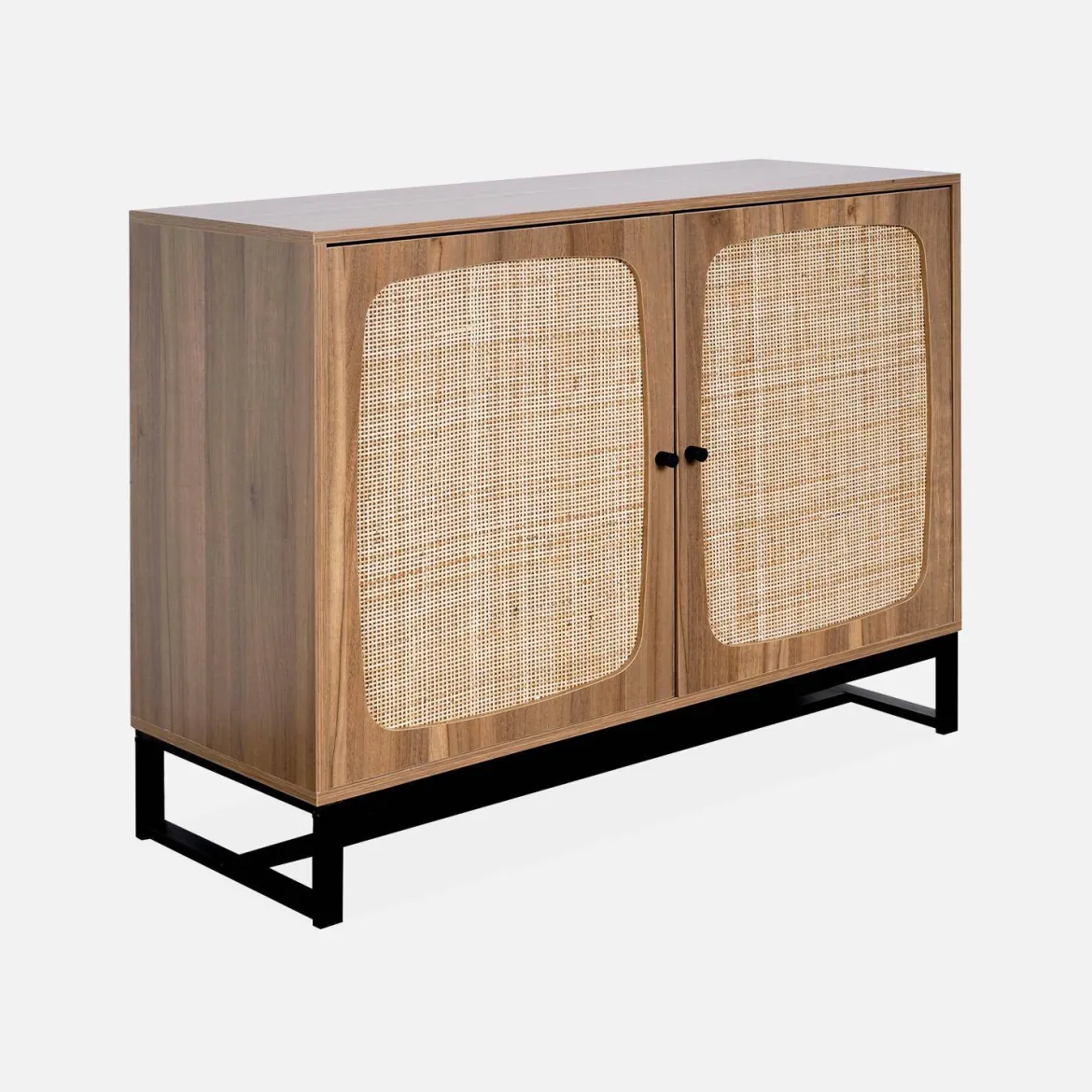 Credenza a 2 ante in canna e legno, 100cm