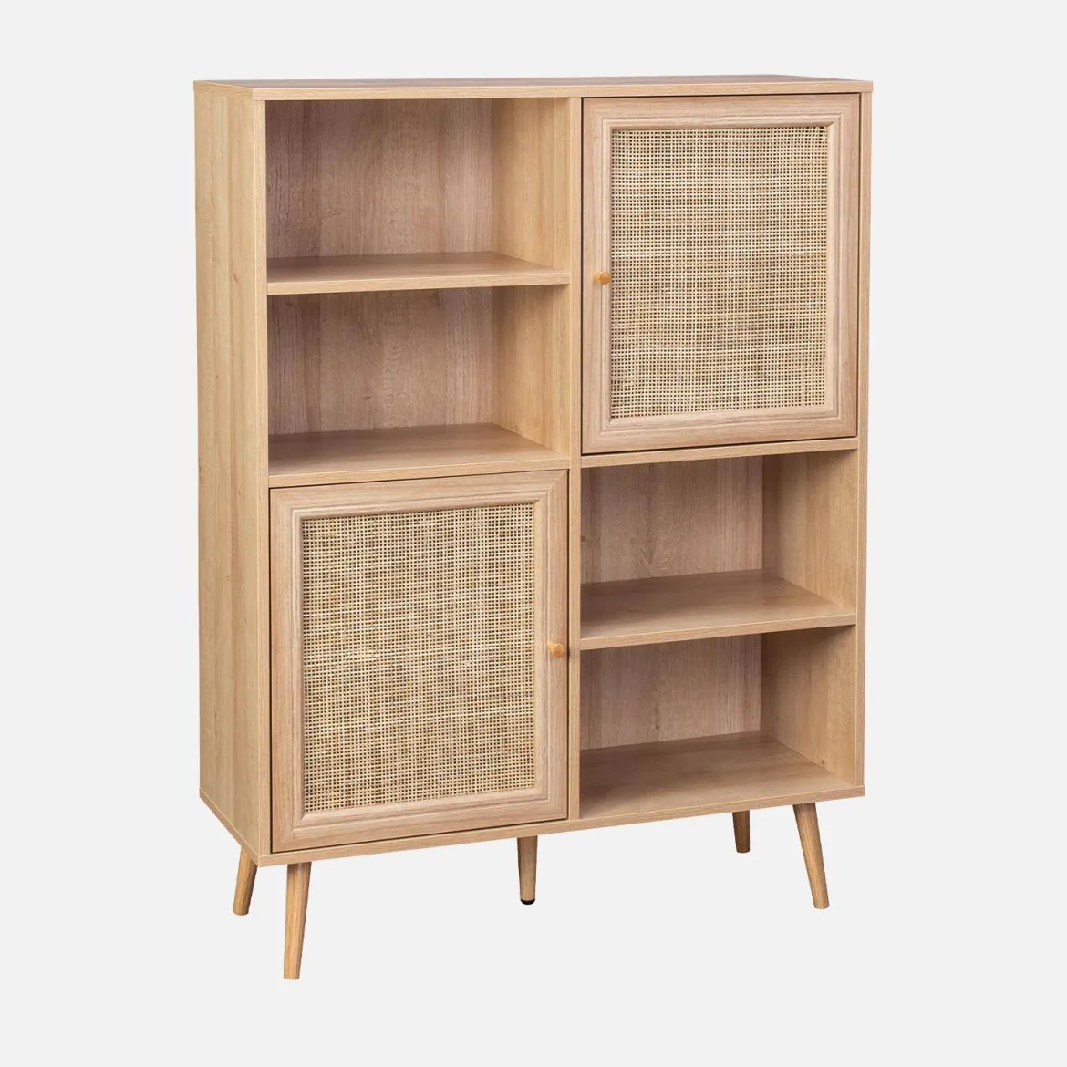 Credenza a 2 ante in canna e legno, 90cm