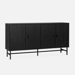 Credenza a 4 ante scanalata effetto legno, 157.5cm