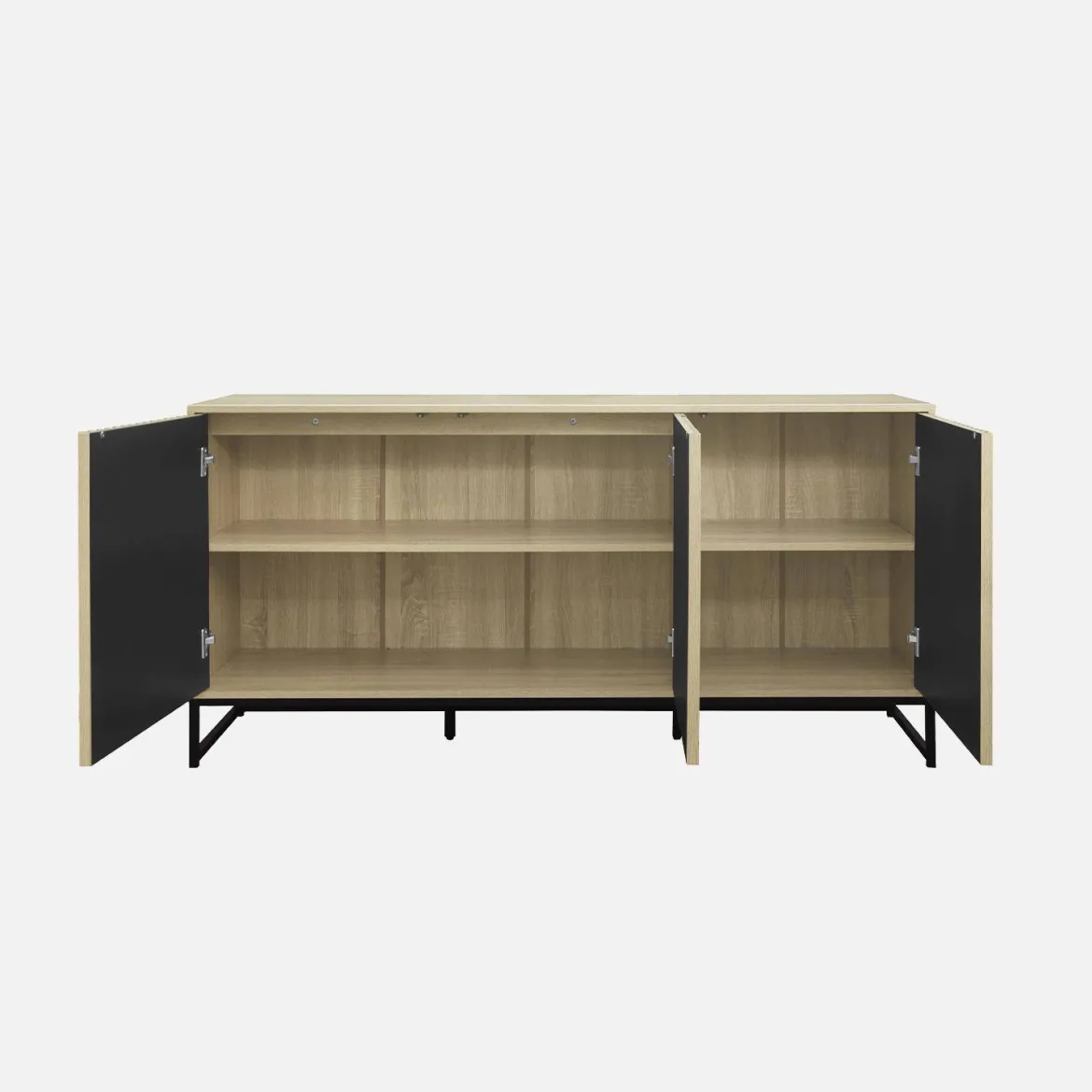Credenza contemporanea scanalata effetto legno a 3 ante, 160cm