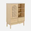 Credenza decorativa in legno e canna 1 anta 75cm