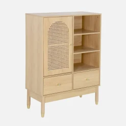 Credenza decorativa in legno e canna 1 anta 75cm