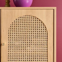 Credenza decorazione legno e canna 3 ante 120cm