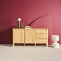 Credenza decorazione legno 2 ante 3 cassetti 150cm