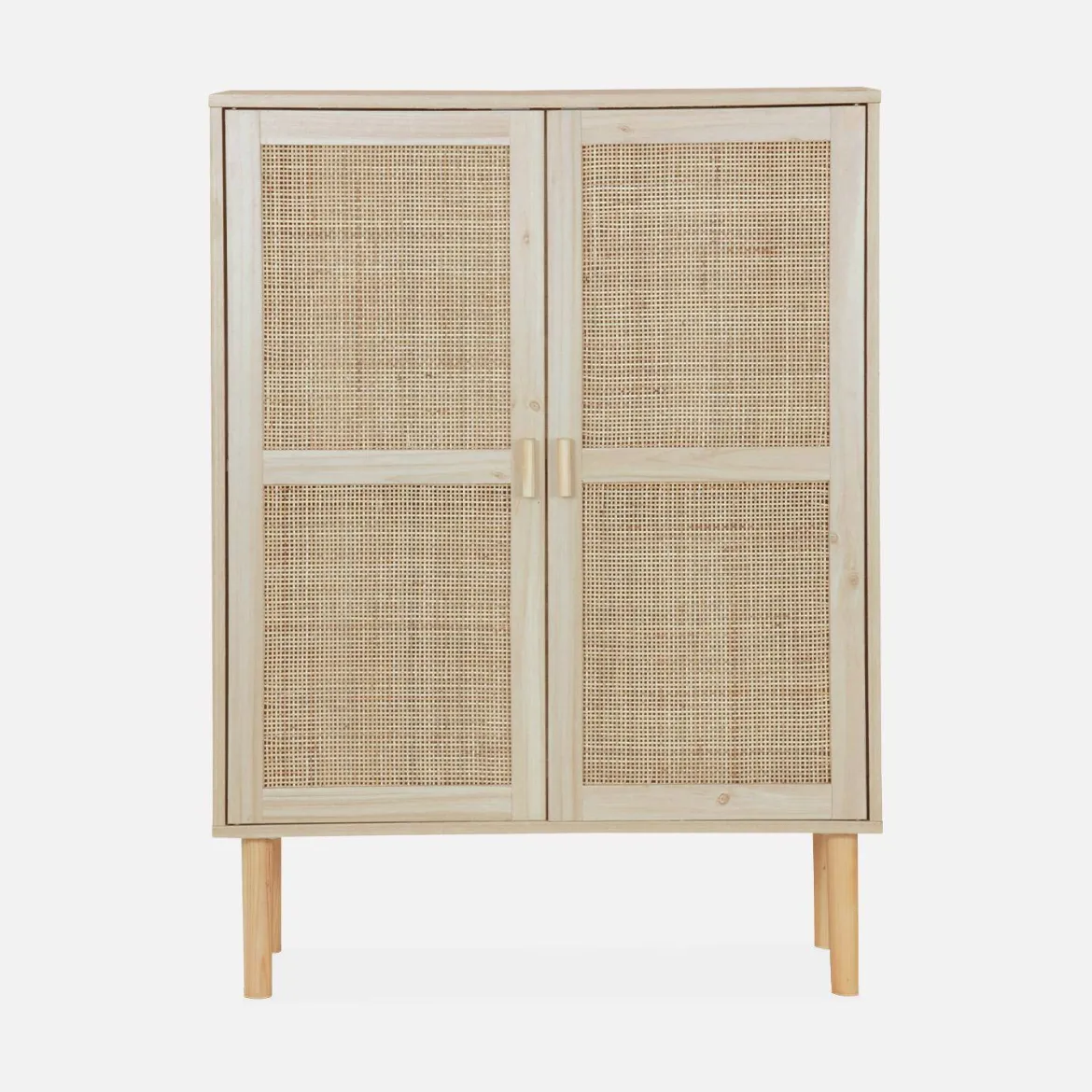 Credenza effetto canna e legno a 2 ante, 80cm