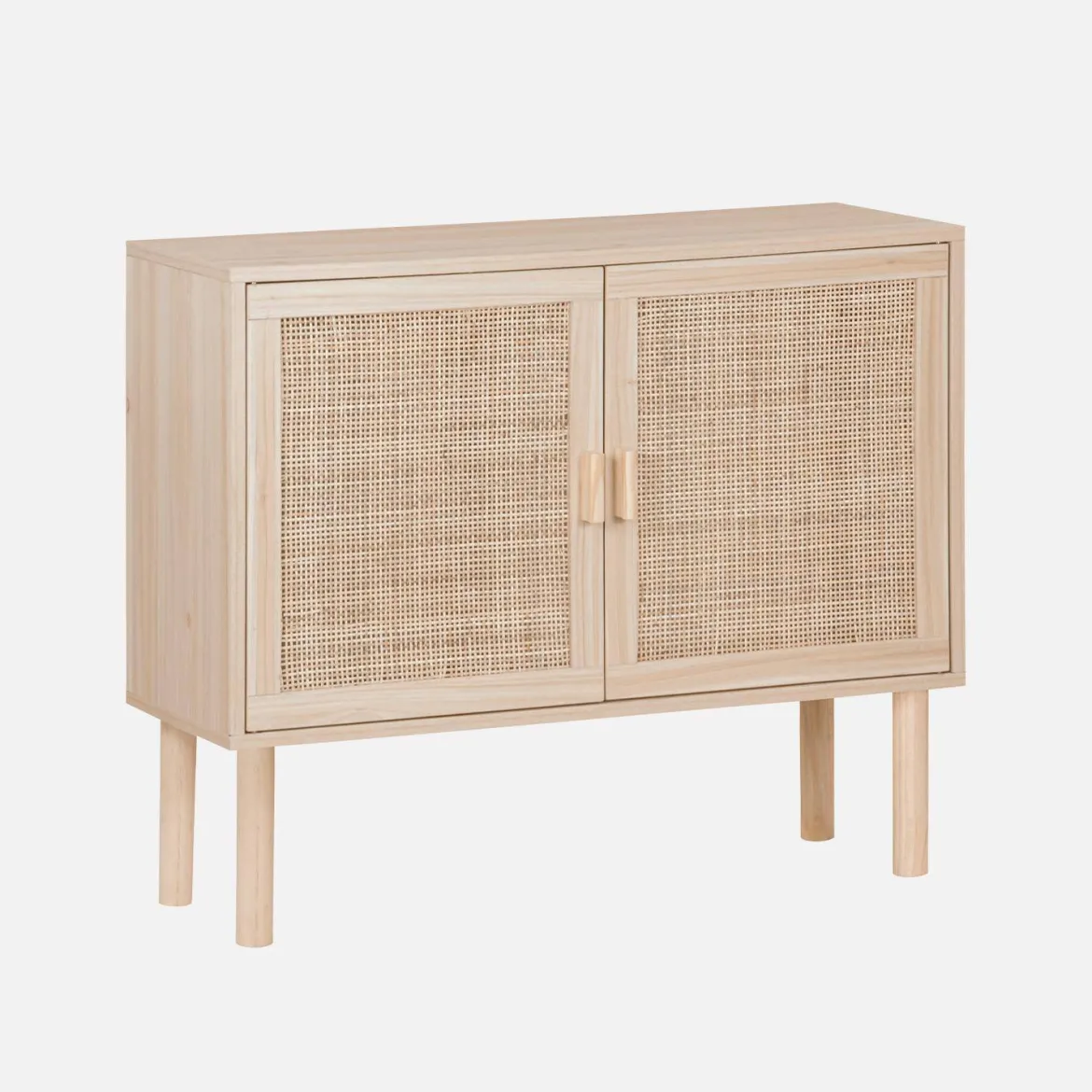 Credenza effetto canna e legno a 2 ante, 80cm