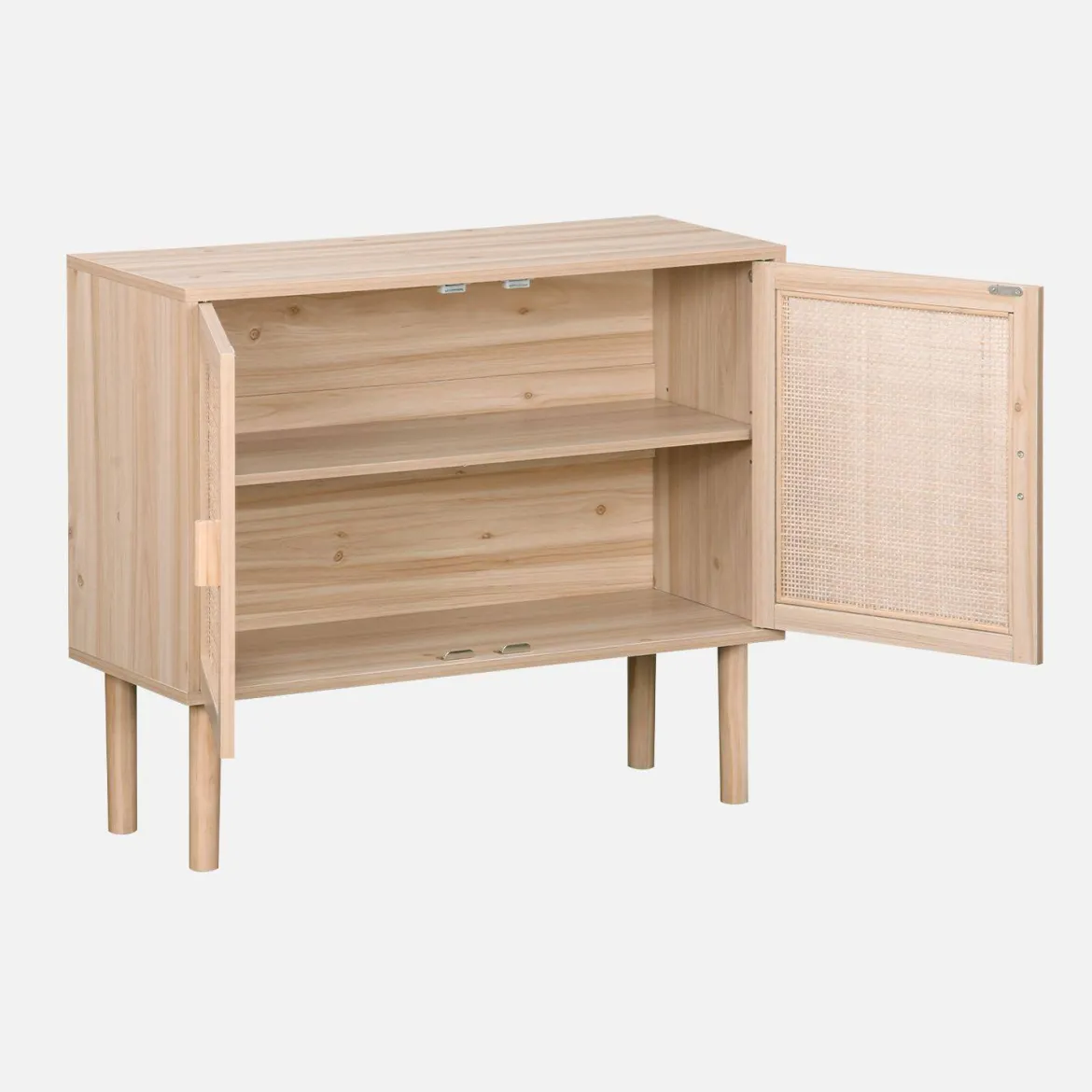 Credenza effetto canna e legno a 2 ante, 80cm