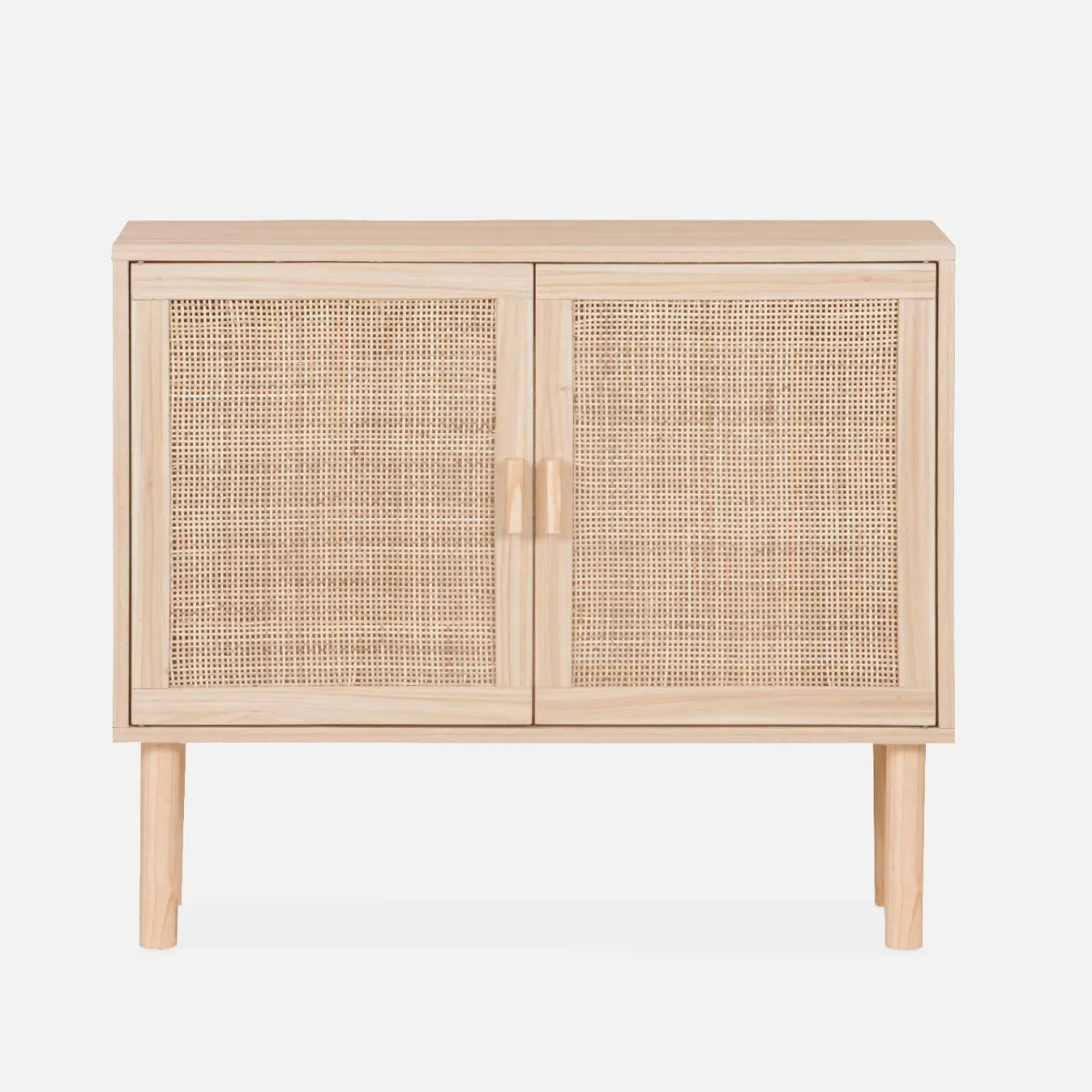 Credenza effetto canna e legno a 2 ante, 80cm