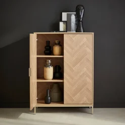 Credenza effetto legno a 2 ante, 80cm