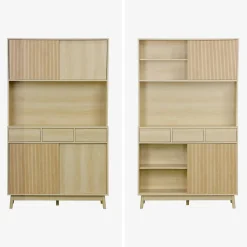 Credenza effetto legno a 4 ante e 3 cassetti, 110cm