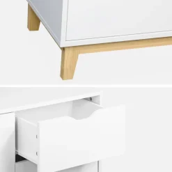 Credenza effetto legno con gambe in legno 2 ante, 120cm