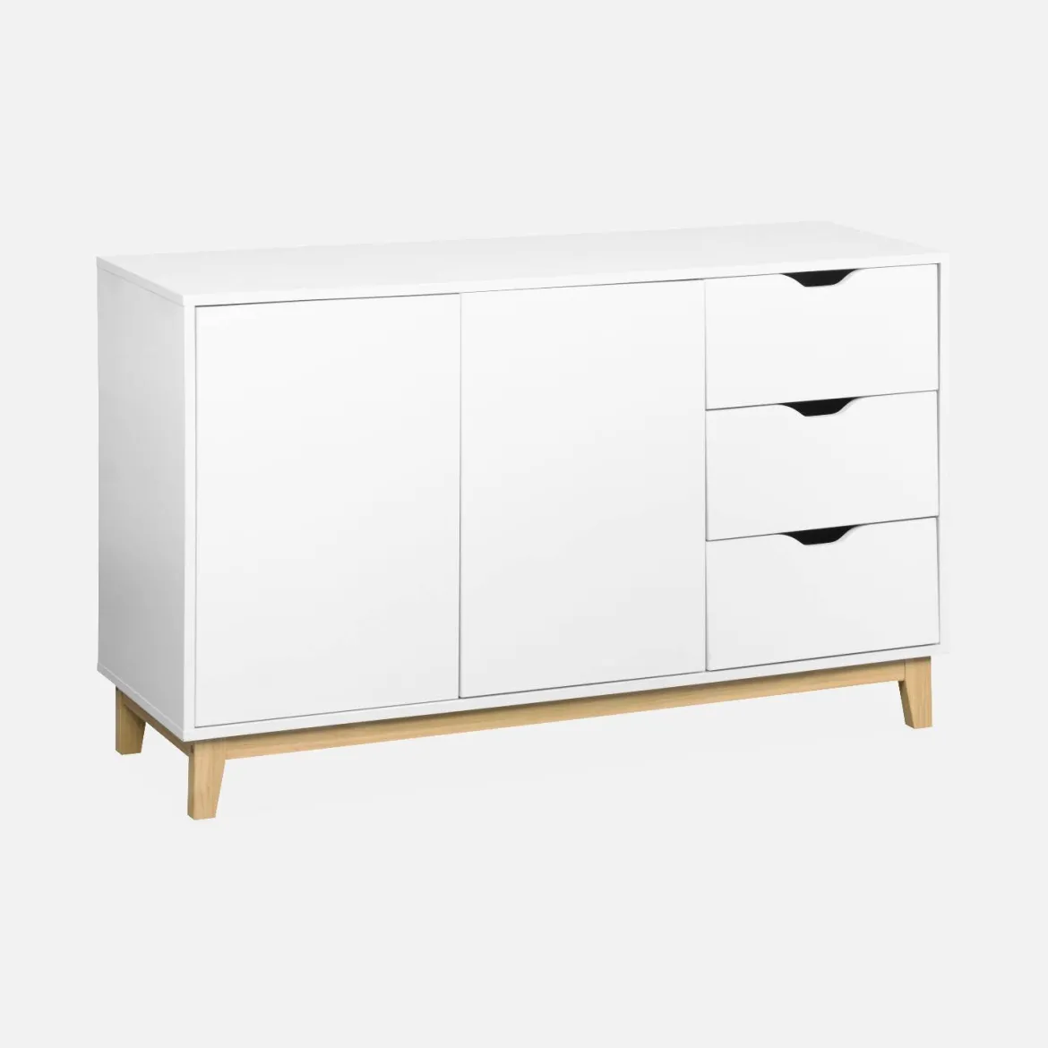 Credenza effetto legno con gambe in legno 2 ante, 120cm