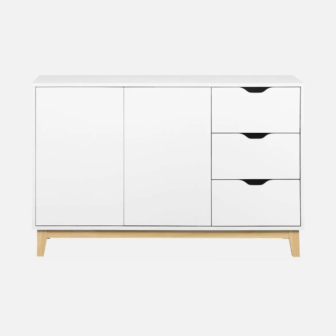 Credenza effetto legno con gambe in legno 2 ante, 120cm