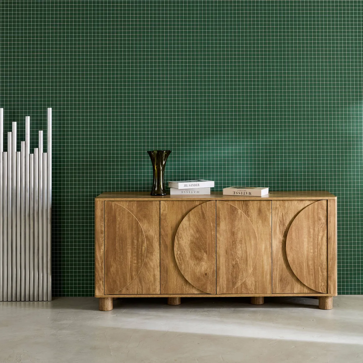 Credenza effetto legno di mango 4 ante, 155cm