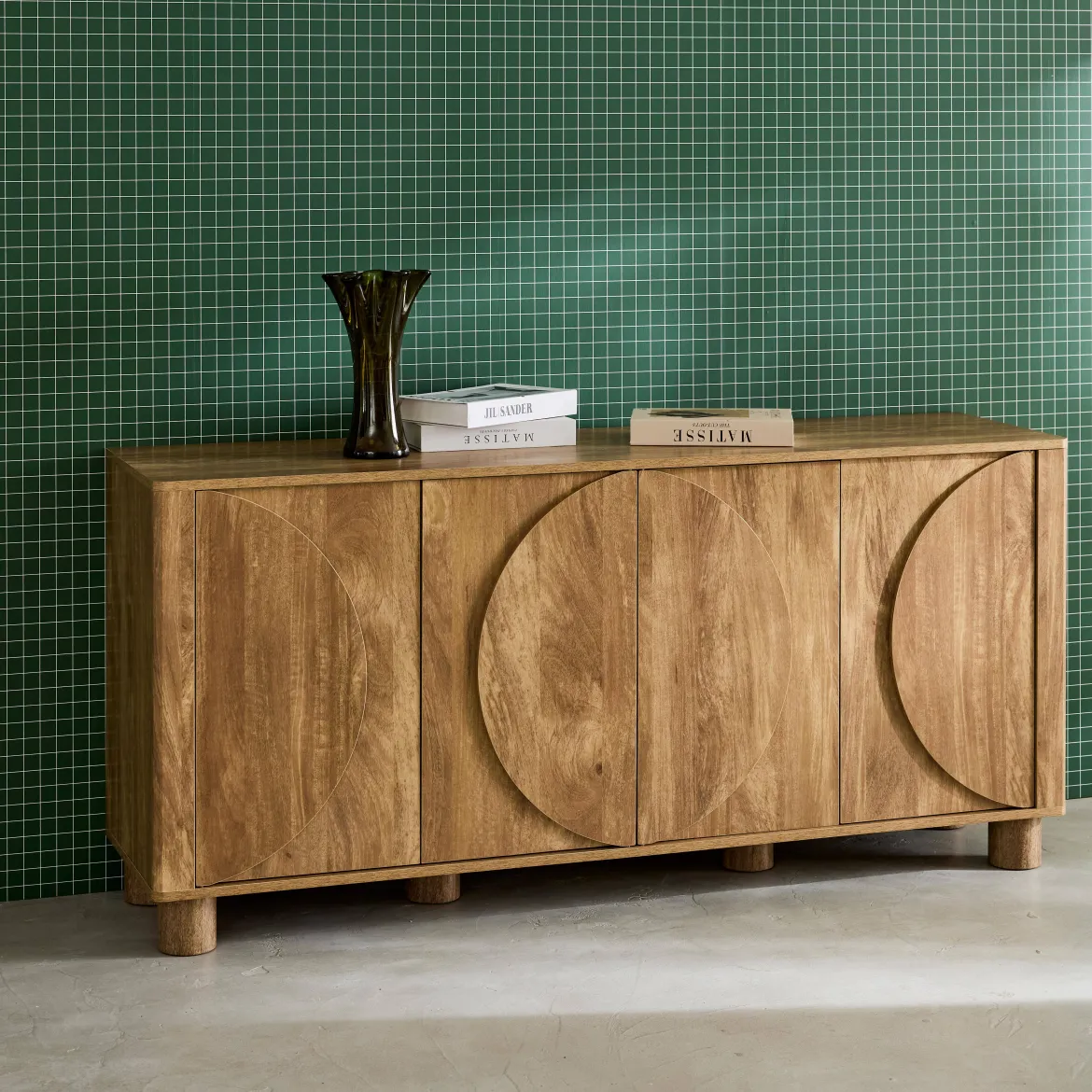 Credenza effetto legno di mango 4 ante, 155cm