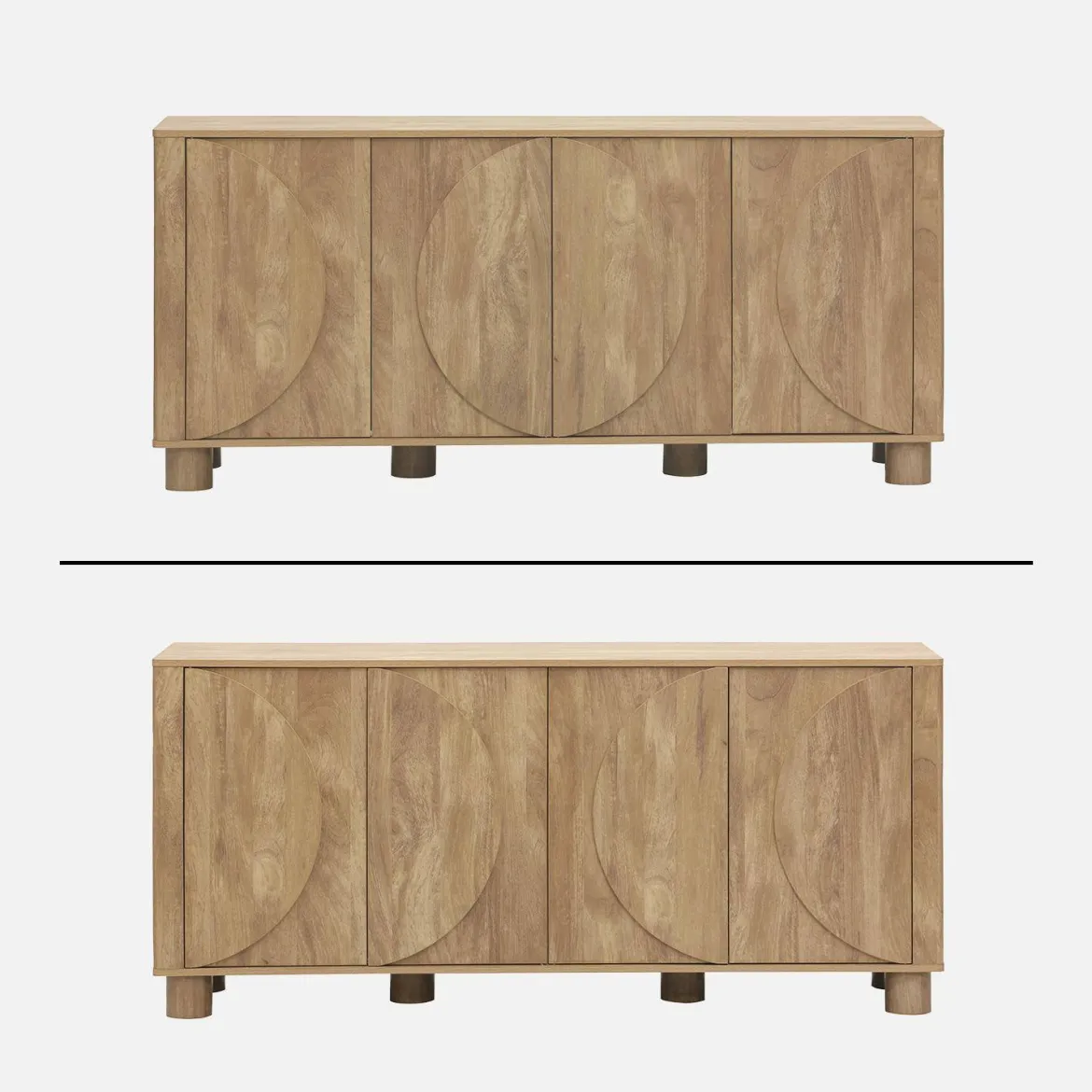 Credenza effetto legno di mango 4 ante, 155cm