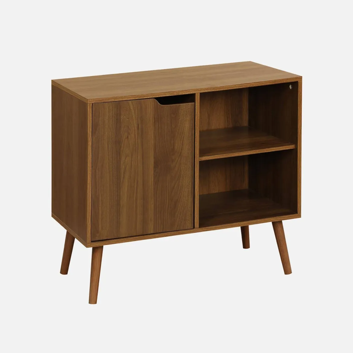 Credenza effetto noce 1 anta, 2 ripiani, 80cm