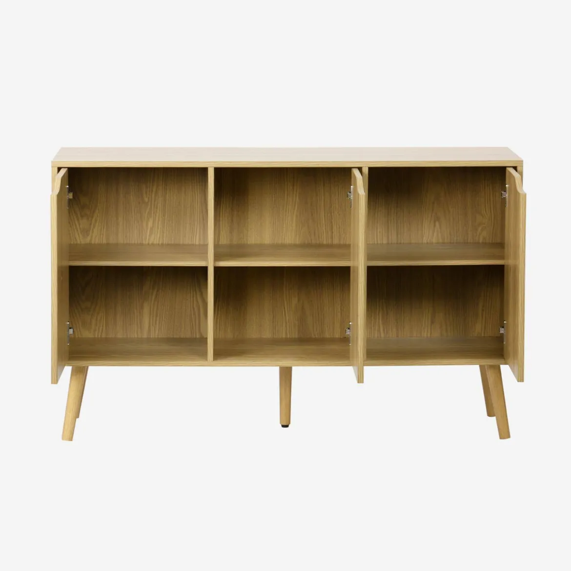 Credenza effetto noce con 3 ante e 3 ripiani, 120cm