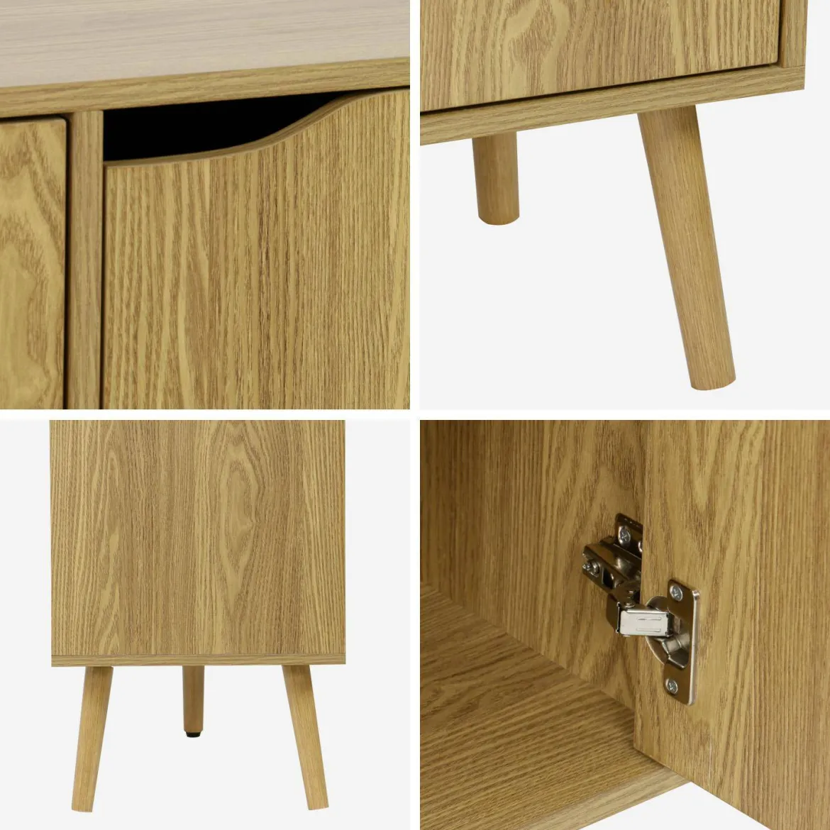 Credenza effetto noce con 3 ante e 3 ripiani, 120cm