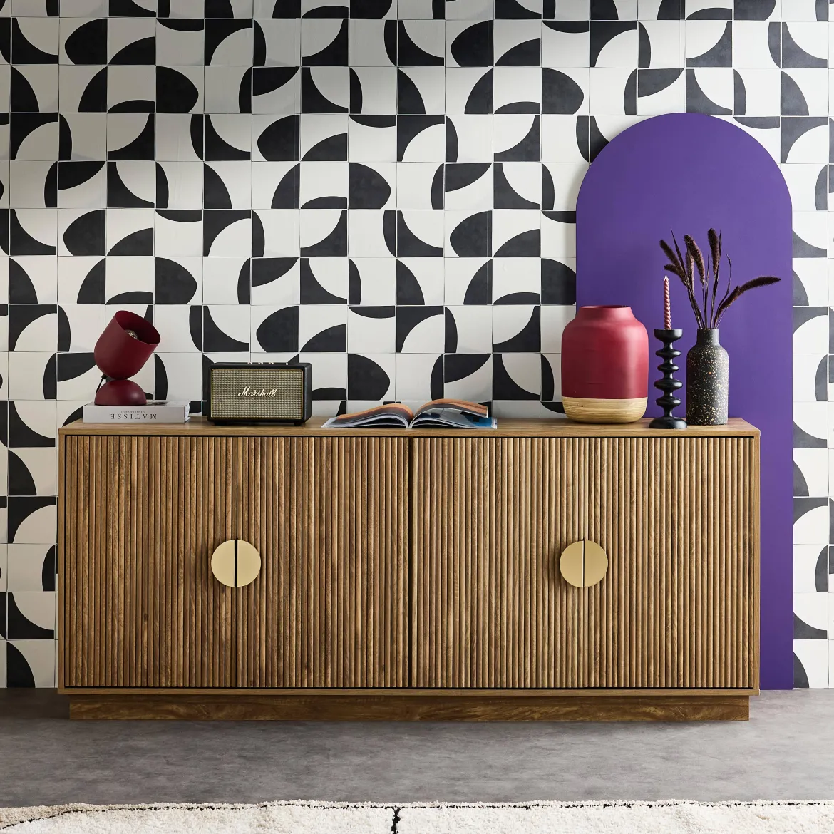 Credenza esotica a 4 ante effetto mango, 180cm