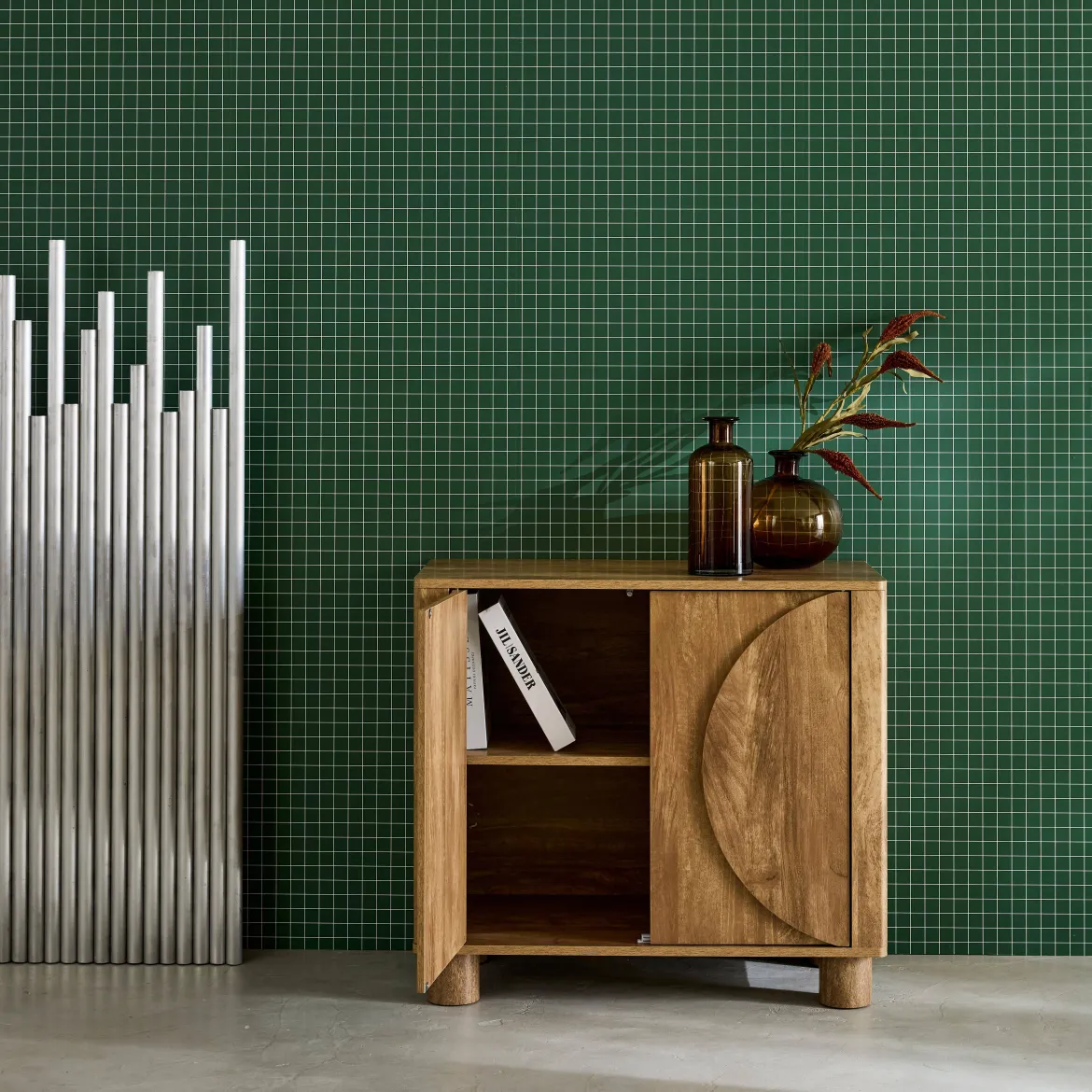 Credenza esotica effetto legno di mango 2 ante, 80cm