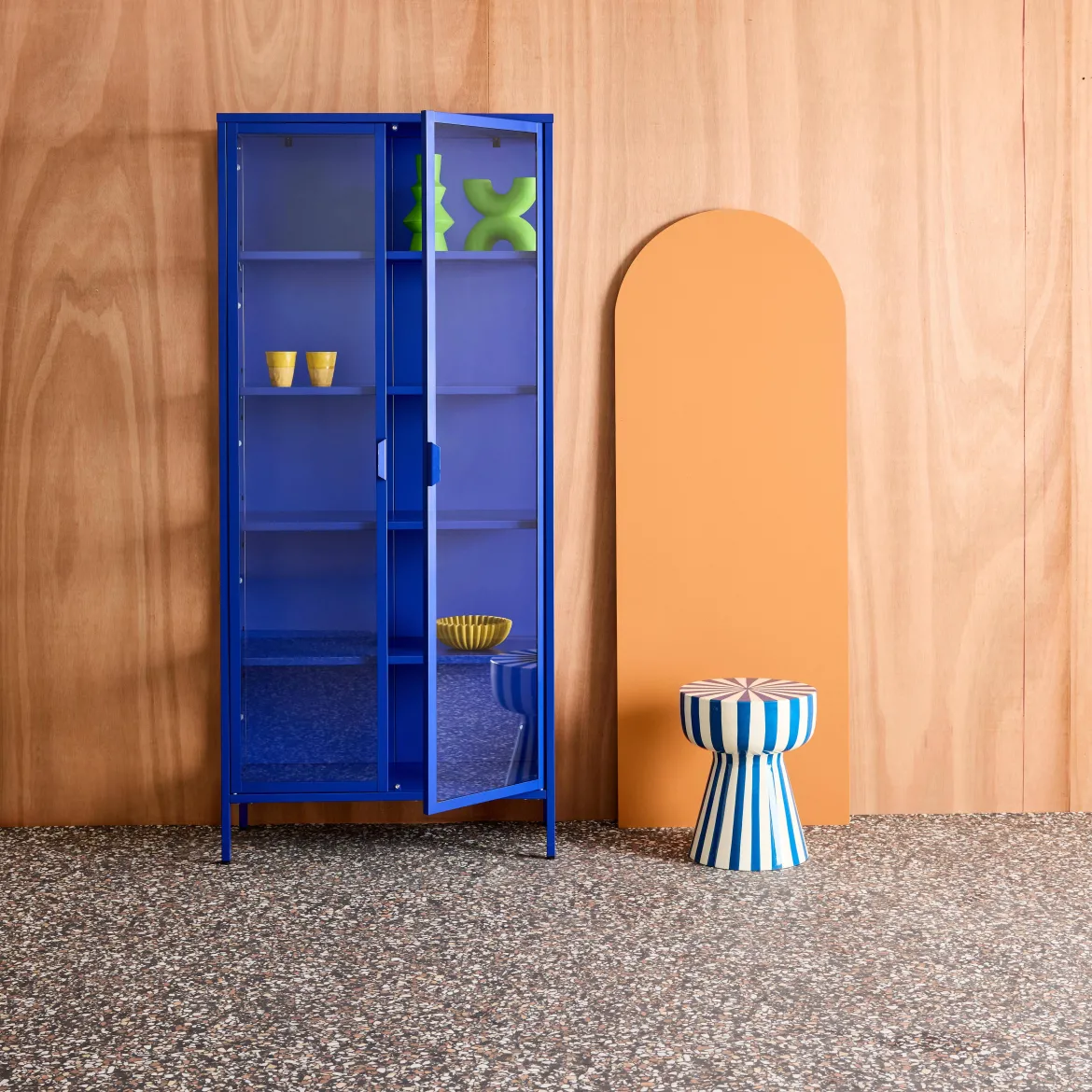 Credenza in acciaio e vetro temperato 2 porte, 180cm