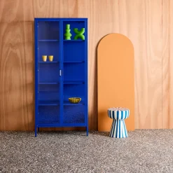 Credenza in acciaio e vetro temperato 2 porte, 180cm