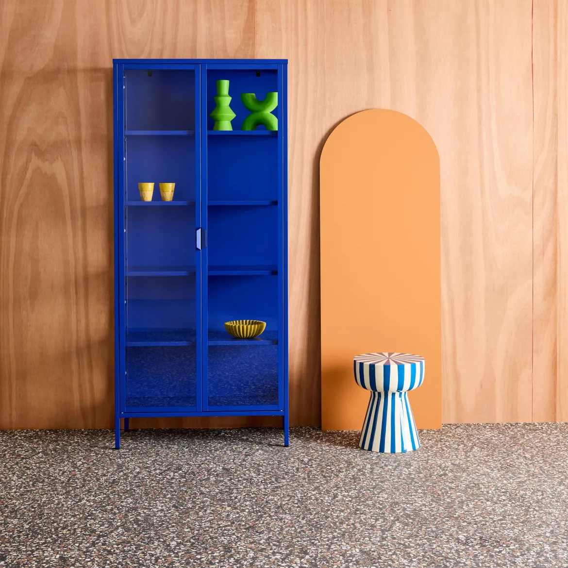 Credenza in acciaio e vetro temperato 2 porte, 180cm