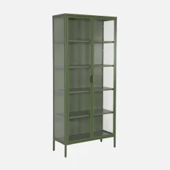 Credenza in acciaio e vetro temperato 2 porte, 180cm