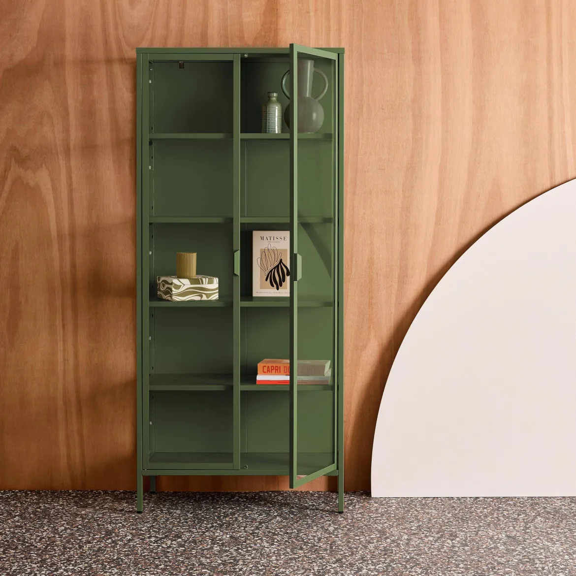 Credenza in acciaio e vetro temperato 2 porte, 180cm