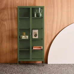 Credenza in acciaio e vetro temperato 2 porte, 180cm