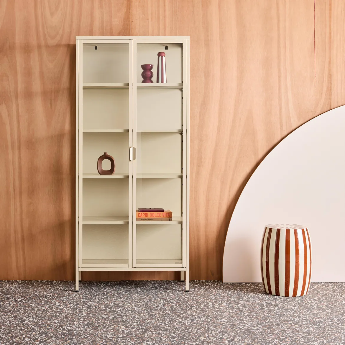 Credenza in acciaio e vetro temperato 2 porte, 180cm