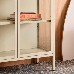 Credenza in acciaio e vetro temperato 2 porte, 180cm