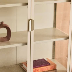 Credenza in acciaio e vetro temperato 2 porte, 180cm