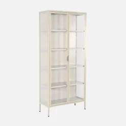 Credenza in acciaio e vetro temperato 2 porte, 180cm