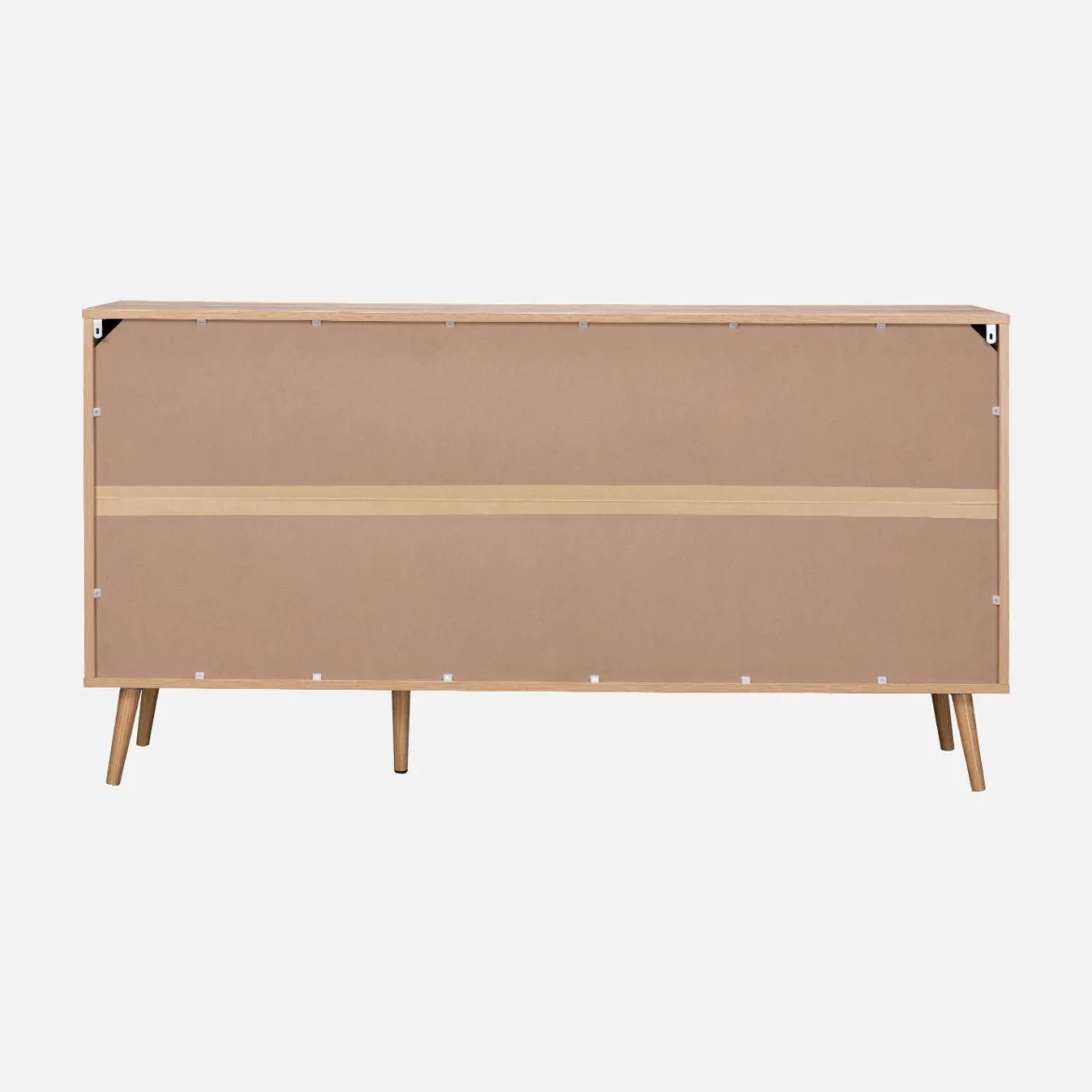 Credenza in legno e canna a 2 ante e 3 cassetti, 150cm